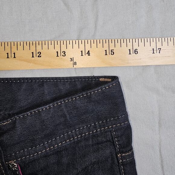 Athleta Dark Wash Stretchy Crop Jeans Extra Back Zip Pocket Size 8 - Picture 9 of 11